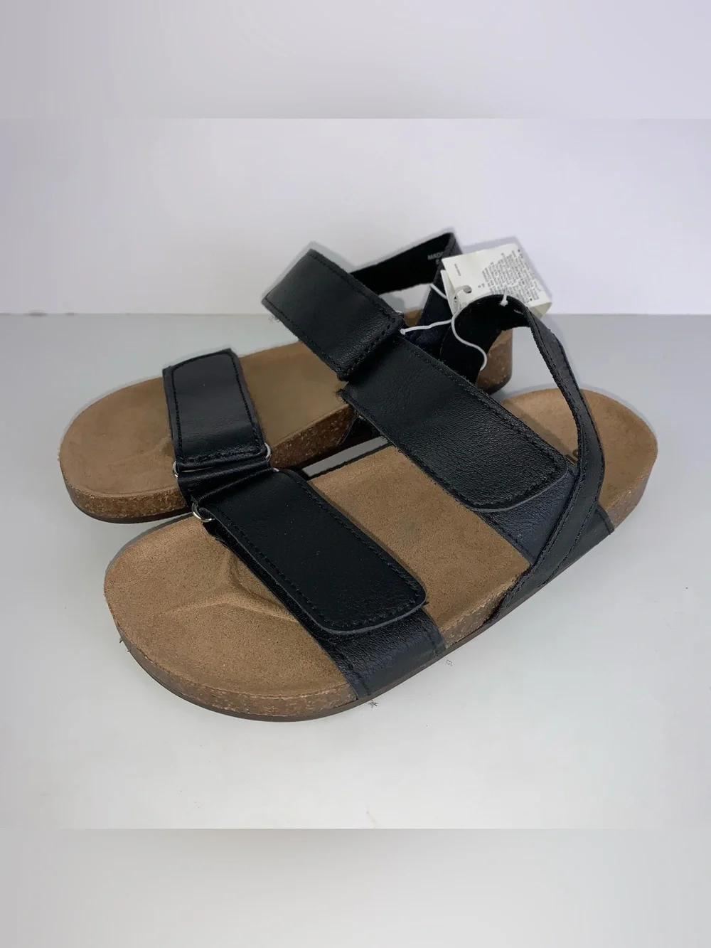 Old Navy PU double strap black sandals girls size 9